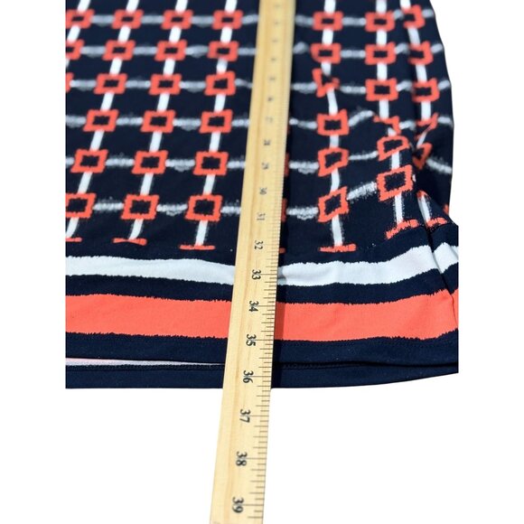 Michael Kors Womens L Long Sleeve Geometric Pattern Dress Blue Orange Stretch - Picture 6 of 9